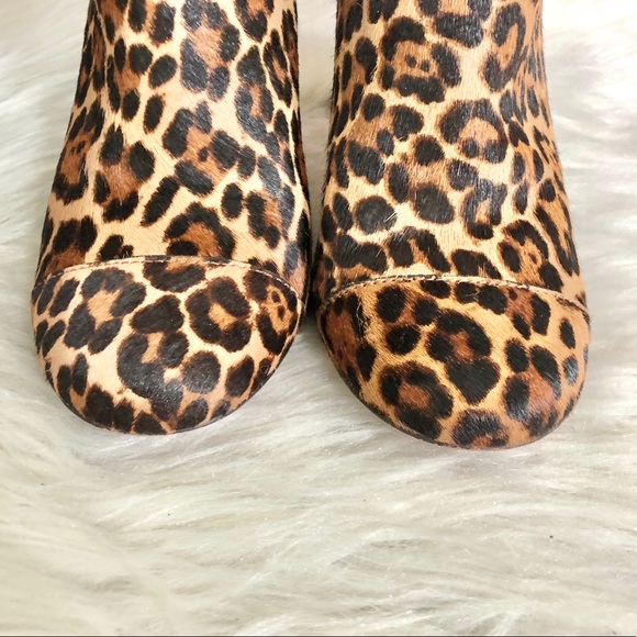 Ann Taylor | Leopard Print Imogen Button Booties Calf Hair - Picture 3 of 9